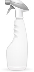 Mockup White Blank Spray Pistol Cleaner Plastic Bottle. Illustration Isolated On White Background. Mock Up Template Ready For Your Design. Vector EPS10