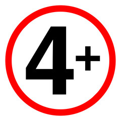 Obraz premium Age Ratting Sign Suitable for children over 4 on Transparent Background