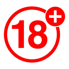 Obraz premium Age Ratting Sign over 18 on Transparent Background