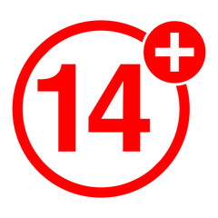 Age Ratting Sign over 14 on Transparent Background