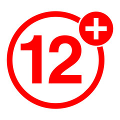 Age Ratting Sign over 12 on Transparent Background