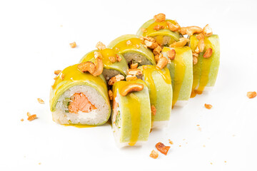 tasty sushi on the white