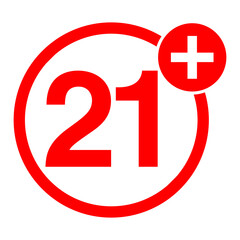 Age Ratting Sign over 21 on Transparent Background