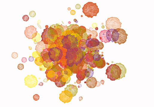 Colorful paint drops on white araka area