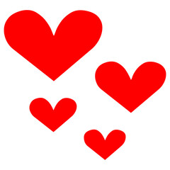 Red Hearts on Transparent Background