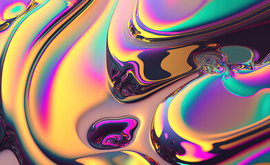 Holographic liquid wallpaper. Generative AI.
