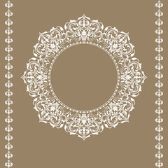 Decorative frame Elegant vector element for design in Eastern style, place for text. Floral beige and white border. Lace illustration for invitations and greeting cards