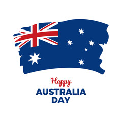 Happy Australia Day poster with australian grunge flag vector. Abstract flag of Australia icon vector isolated on a white background. Paint brush Australian flag graphic design element. January 26
