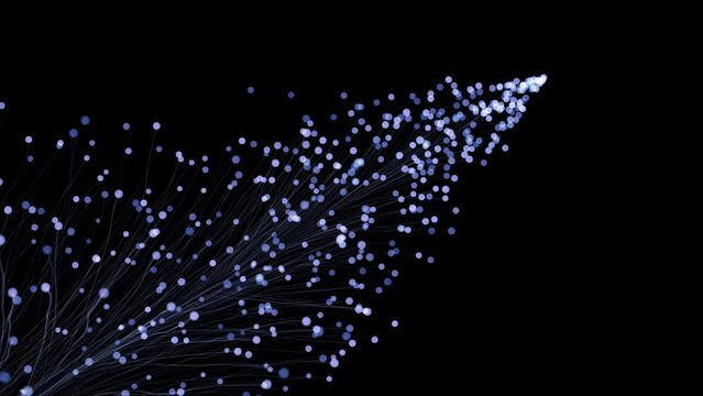 An abstract background in the form of lightning-like stems of a fantastic plant. A sprawling blue tree with spherical fruits at the ends of the branches. 3D render.