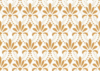 Flower geometric pattern. Seamless vector background. White and gold ornament