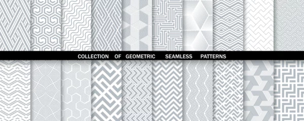Rolgordijnen Geometric set of seamless gray and white patterns. Simpless vector graphics. © ELENA