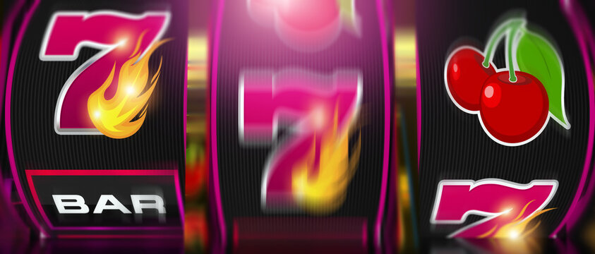 Casino Slot Machine Spinning Reels 3D Rendered Illustration