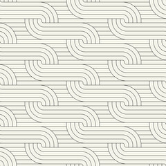 Seamless pattern. Geometric linear thin striped ornament. Stylish monochrome background. Vector repeating texture with winding linear tapes.