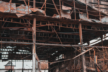 The remains of a commercial store after a fire