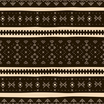 Black and white Tribal pattern. Traditional Malian cloth with geometric ornament.