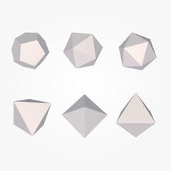 3D pyramids and pentagons set vector illustration.