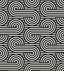 Vector seamless pattern. Geometric monochrome texture. Repeating striped bold ribbons.