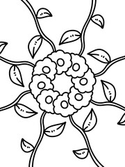 black and white of flower cartoon