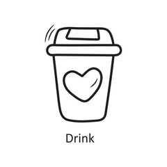 Drink vector outline hand draw Icon design illustration. Valentine Symbol on White background EPS 10 File