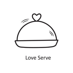 Love Serve vector outline hand draw Icon design illustration. Valentine Symbol on White background EPS 10 File
