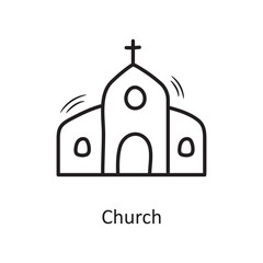Church vector outline hand draw Icon design illustration. Valentine Symbol on White background EPS 10 File