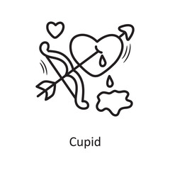 Cupid vector outline hand draw Icon design illustration. Valentine Symbol on White background EPS 10 File