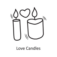 Love Candles vector outline hand draw Icon design illustration. Valentine Symbol on White background EPS 10 File