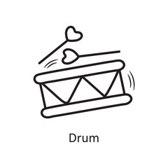 Drum vector outline hand draw Icon design illustration. Valentine Symbol on White background EPS 10 File