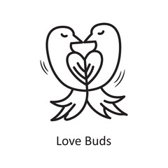 Love Buds vector outline hand draw Icon design illustration. Valentine Symbol on White background EPS 10 File
