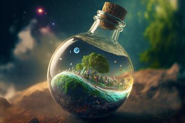 The world that exists in a glass bottle. Generative AI