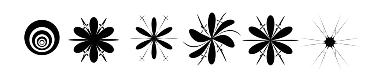 Vector Graphic Assets Set. Bold modern Shapes for Posters Template, flyers, clothes, social media, graphic design, sticker, In Y2k style, Futuristic, Anti-design, Digital Collage, Retro Futurist.