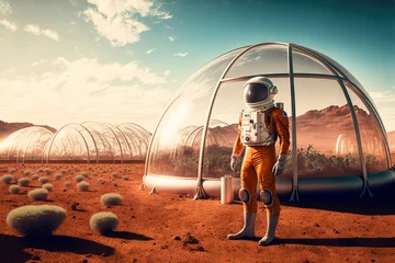 Fototapeten Agriculture on planet Mars - Generative AI © Jürgen Fälchle