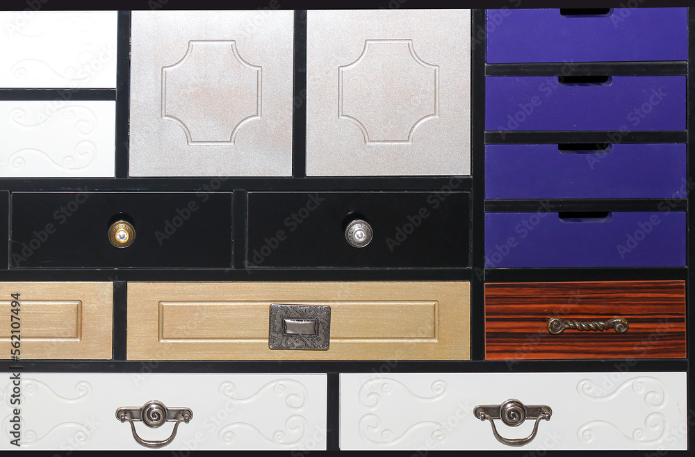 Wall mural Wooden chest of drawers front