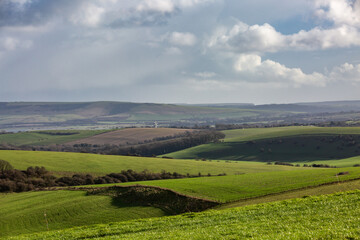 Fototapeta na wymiar A View over the Sussex Countryside on a Sunny Day in January
