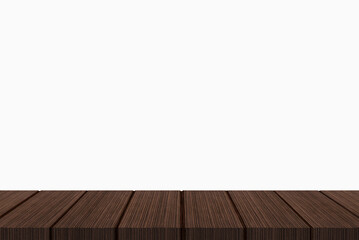 Wooden desktop with white background