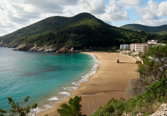 Beach without people in a corner of Ibiza