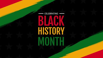Celebrating Black History Month video animation, American African Black History Month, Celebrate Black history month on black background animation