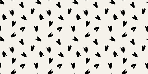 Love heart seamless pattern illustration. Trendy hand-drawn doodle seamless pattern with hearts. Valentine's day holiday backdrop texture. Valentine's day background. Vector EPS 10