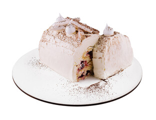 Whipped Cream Cake on white plate