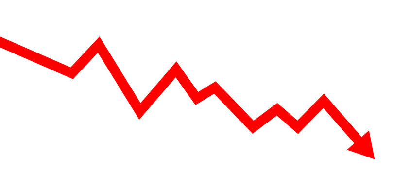 Crash chart arrow business financial background design template. Economy crisis recession concept.
