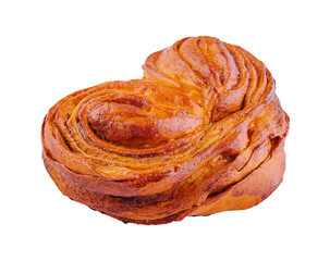 Cinnamon roll pastry bun isolated on white background