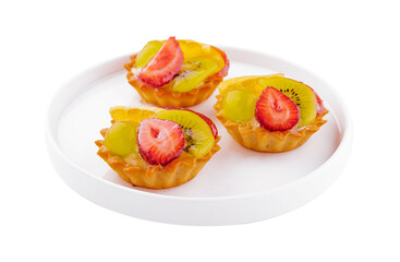 Mini tarts with cream and mix of summer fruit