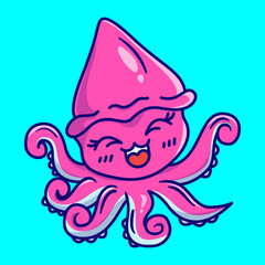 Cute octopus cartoon vector icon illustration