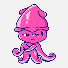 Cute octopus cartoon icon illustration