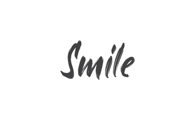 Smile handwritten brush lettering. Modern calligraphy isolated on white background.