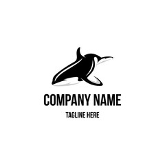 Whale logo design icon. Whalelogo design inspiration. Artic animal logo design template. Animal symbol logotype. Whale symbol silhouette.