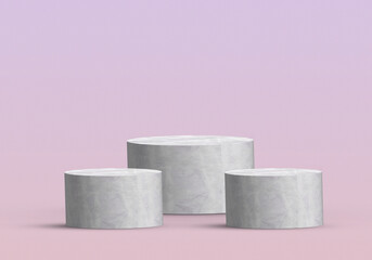 Cylinder shaped podiums or pedestals for products