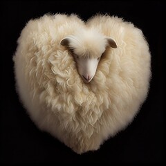 Fluffy heart shaped sheep