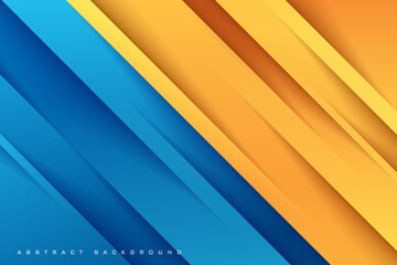 realistic diagonal blue and orange paper cut abstract background