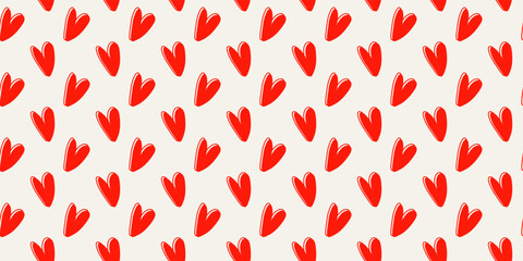 Red love heart seamless pattern illustration. Cute pink hearts background print. Valentine's day holiday backdrop texture. Valentine's day background. Vector EPS 10